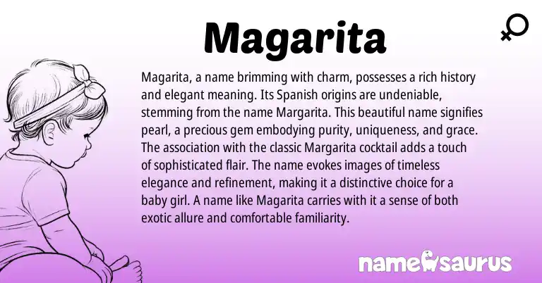 Infographic about Magarita name meaning, Magarita is a name from Spanish origin(s).
