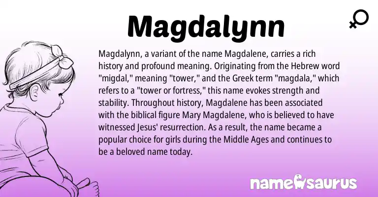Infographic about Magdalynn name meaning, Magdalynn is a name from Hebrew, Greek origin(s).