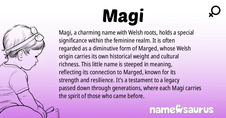 Infographic about Magi name meaning, Magi is a name from Welsh origin(s).