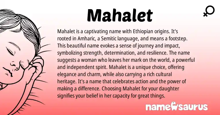 Infographic about Mahalet name meaning, Mahalet is a name from Ethiopian, Amharic origin(s).