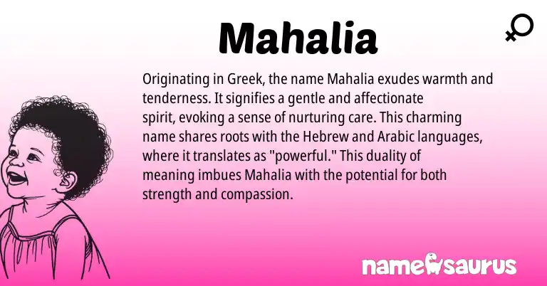 Infographic about Mahalia name meaning, Mahalia is a name from Arabic, Hebrew, Greek origin(s).