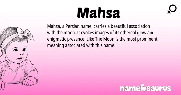 Infographic about Mahsa name meaning, Mahsa is a name from Persian origin(s).
