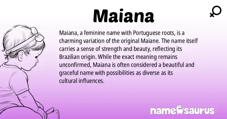 Infographic about Maiana name meaning, Maiana is a name from Portuguese (Brazilian) origin(s).