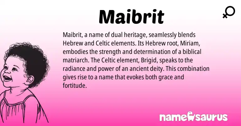 Infographic about Maibrit name meaning, Maibrit is a name from Celtic, Hebrew origin(s).