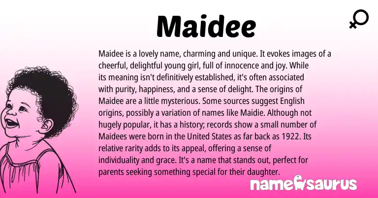 Infographic about Maidee name meaning, Maidee is a name from Other origin(s).
