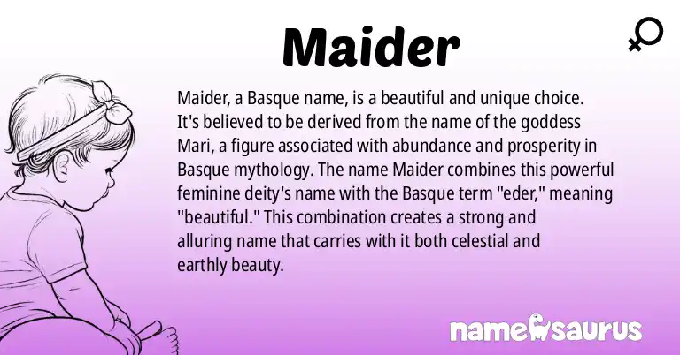 Infographic about Maider name meaning, Maider is a name from Basque origin(s).