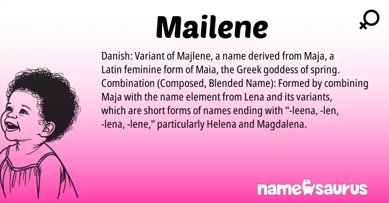 Infographic about Mailene name meaning, Mailene is a name from Latin, Danish, Greek origin(s).