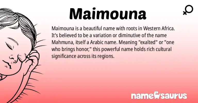 Infographic about Maimouna name meaning, Maimouna is a name from Western African origin(s).