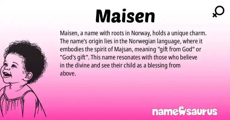 Infographic about Maisen name meaning, Maisen is a name from Norwegian origin(s).