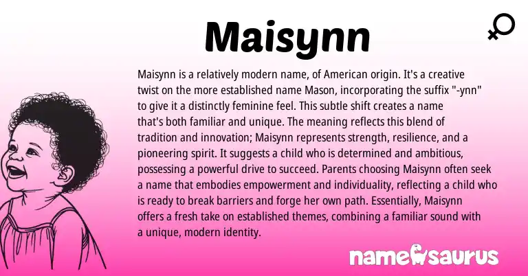 Infographic about Maisynn name meaning, Maisynn is a name from Other origin(s).