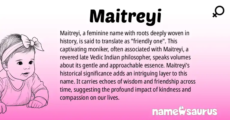 Infographic about Maitreyi name meaning, Maitreyi is a name from History origin(s).