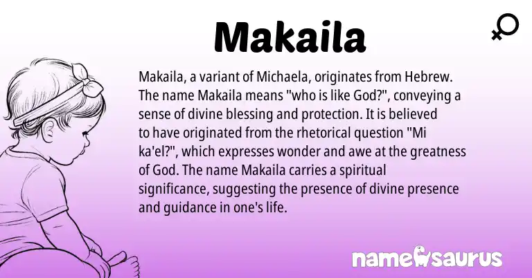 Infographic about Makaila name meaning, Makaila is a name from Hebrew origin(s).