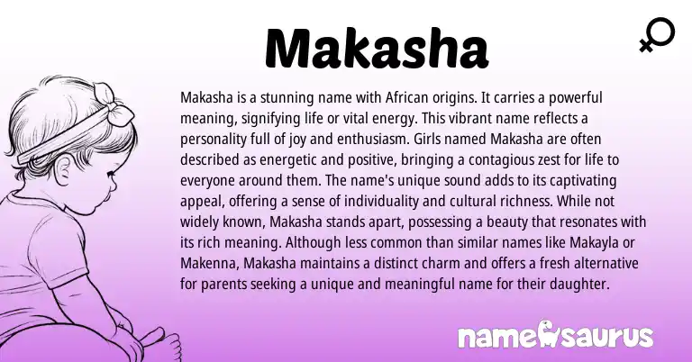 Infographic about Makasha name meaning, Makasha is a name from African origin(s).