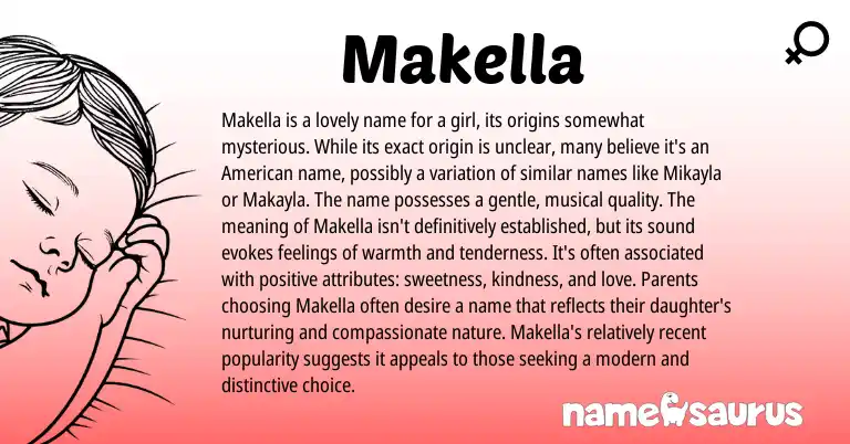 Infographic about Makella name meaning, Makella is a name from Other origin(s).