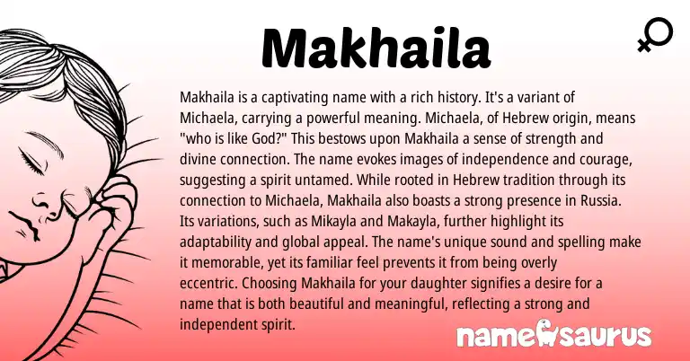 Infographic about Makhaila name meaning, Makhaila is a name from Hebrew origin(s).