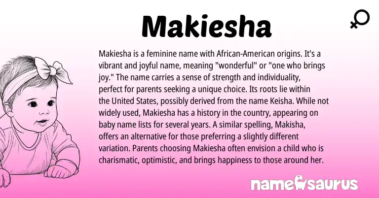 Infographic about Makiesha name meaning, Makiesha is a name from Other origin(s).