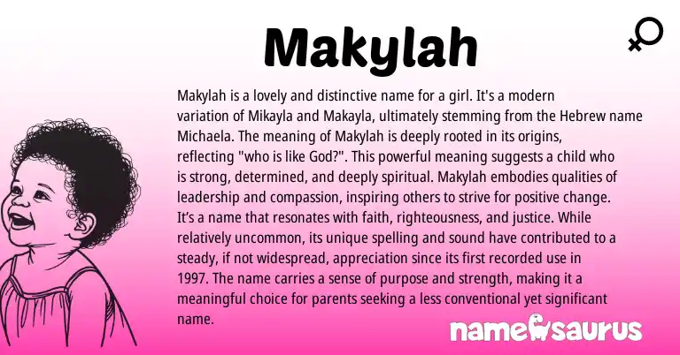 Infographic about Makylah name meaning, Makylah is a name from Hebrew origin(s).