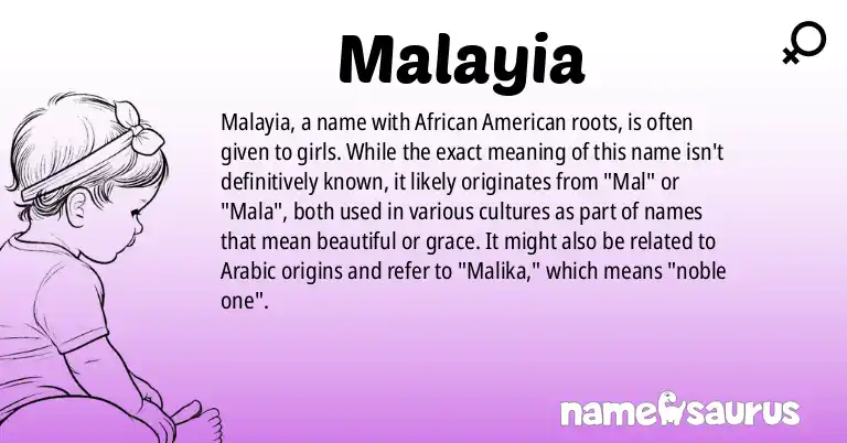 Infographic about Malayia name meaning, Malayia is a name from African American origin(s).