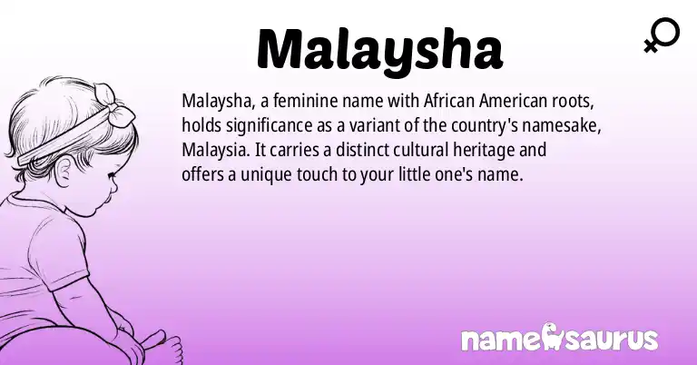 Infographic about Malaysha name meaning, Malaysha is a name from African American origin(s).