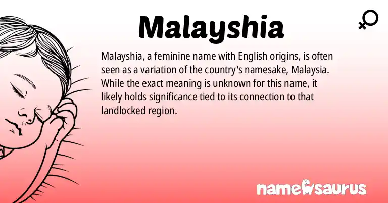 Infographic about Malayshia name meaning, Malayshia is a name from English origin(s).