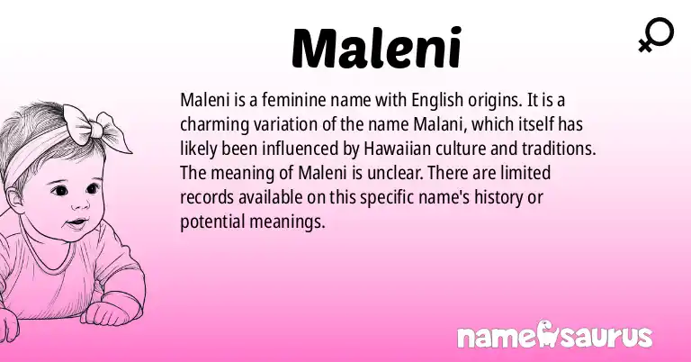 Infographic about Maleni name meaning, Maleni is a name from English origin(s).