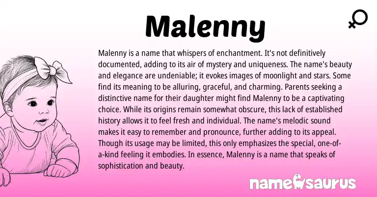 Infographic about Malenny name meaning, Malenny is a name from English origin(s).