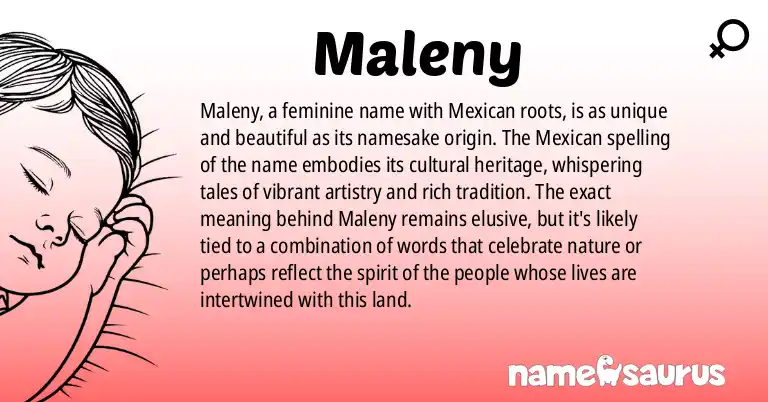 Infographic about Maleny name meaning, Maleny is a name from Mexican origin(s).