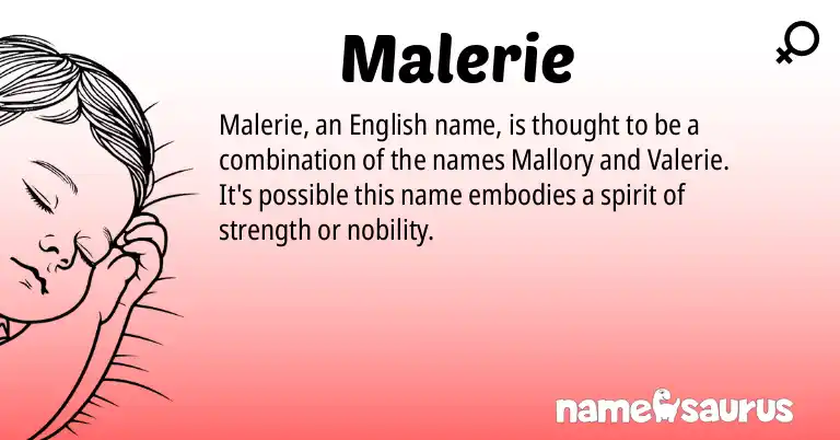 Infographic about Malerie name meaning, Malerie is a name from English origin(s).