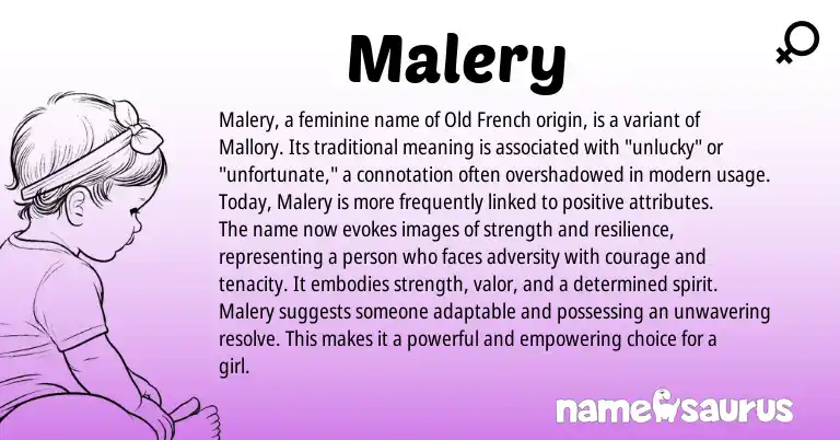 Infographic about Malery name meaning, Malery is a name from French origin(s).