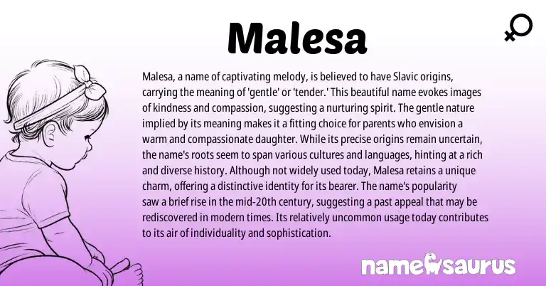 Infographic about Malesa name meaning, Malesa is a name from Slavic origin(s).