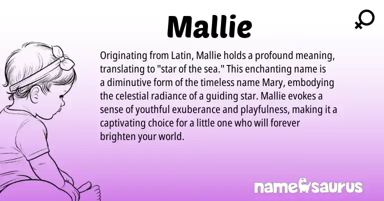 Infographic about Mallie name meaning, Mallie is a name from Latin origin(s).