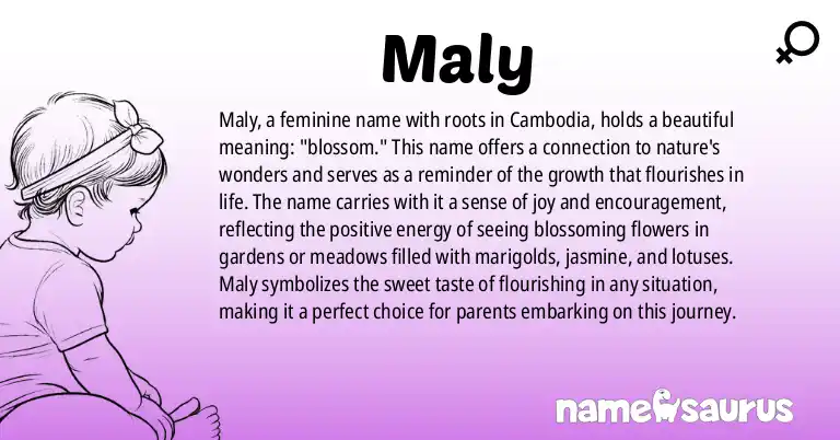 Infographic about Maly name meaning, Maly is a name from Cambodian origin(s).