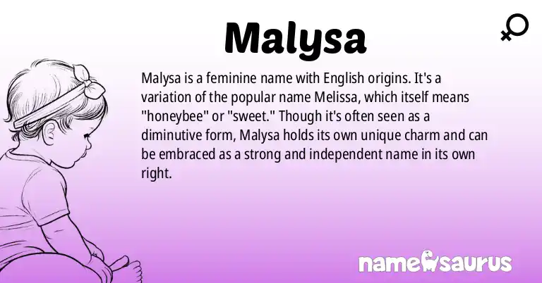 Infographic about Malysa name meaning, Malysa is a name from English origin(s).
