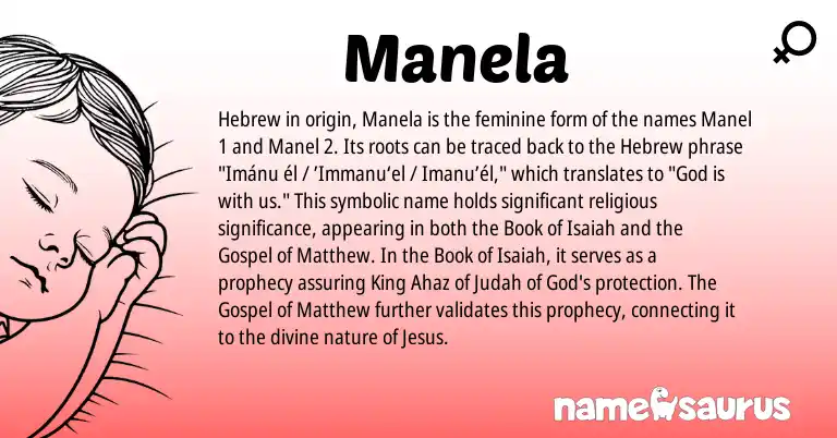 Infographic about Manela name meaning, Manela is a name from Hebrew origin(s).