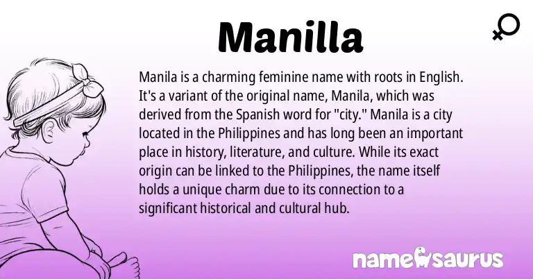 Infographic about Manilla name meaning, Manilla is a name from English (American) origin(s).