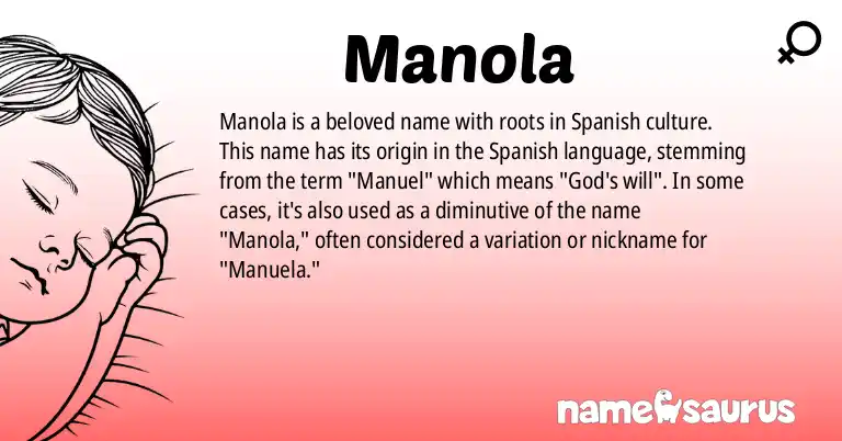 Infographic about Manola name meaning, Manola is a name from Spanish origin(s).