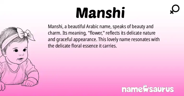 Infographic about Manshi name meaning, Manshi is a name from Arabic origin(s).