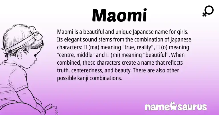 Infographic about Maomi name meaning, Maomi is a name from Japanese origin(s).