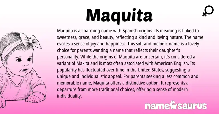 Infographic about Maquita name meaning, Maquita is a name from Spanish origin(s).