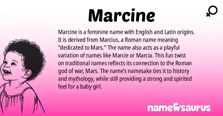 Infographic about Marcine name meaning, Marcine is a name from English, Latin origin(s).