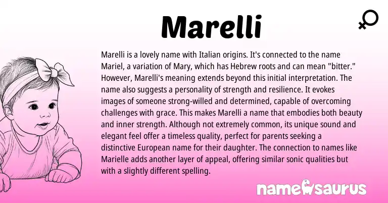 Infographic about Marelli name meaning, Marelli is a name from Hebrew, Italian origin(s).