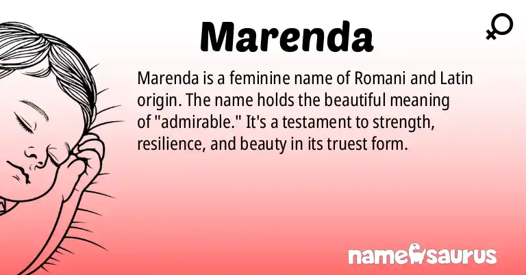 Infographic about Marenda name meaning, Marenda is a name from Romani, Latin origin(s).