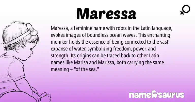 Infographic about Maressa name meaning, Maressa is a name from Latin origin(s).