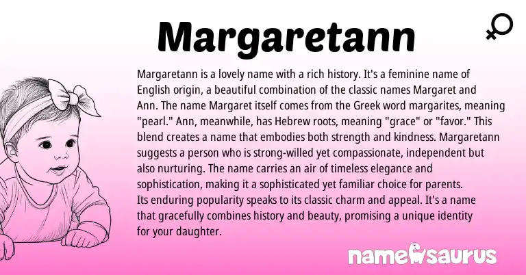 Infographic about Margaretann name meaning, Margaretann is a name from English origin(s).