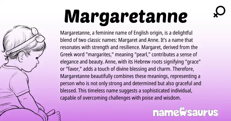 Infographic about Margaretanne name meaning, Margaretanne is a name from English origin(s).