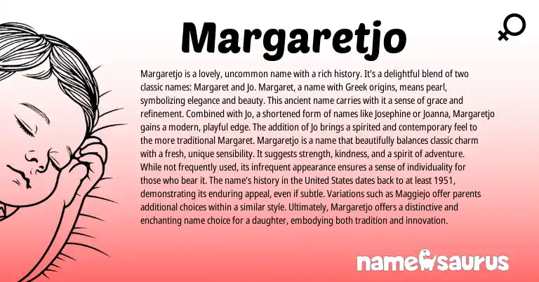 Infographic about Margaretjo name meaning, Margaretjo is a name from English origin(s).