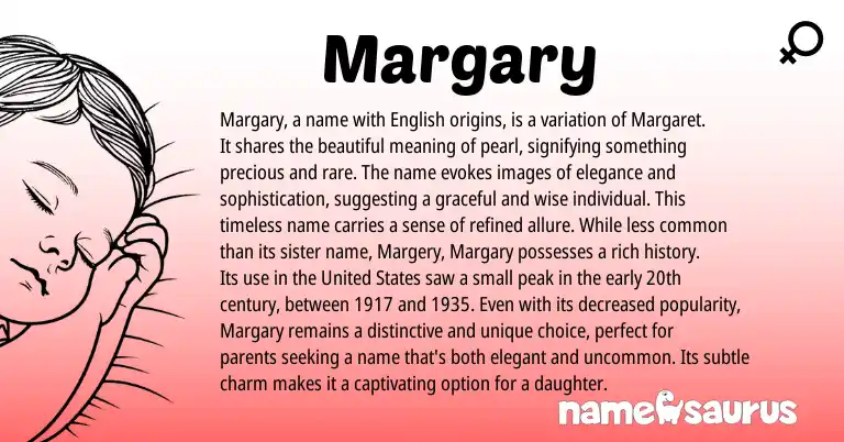 Infographic about Margary name meaning, Margary is a name from English origin(s).