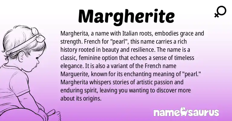 Infographic about Margherite name meaning, Margherite is a name from French origin(s).
