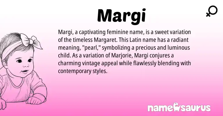 Infographic about Margi name meaning, Margi is a name from Latin origin(s).
