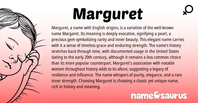 Infographic about Marguret name meaning, Marguret is a name from English origin(s).